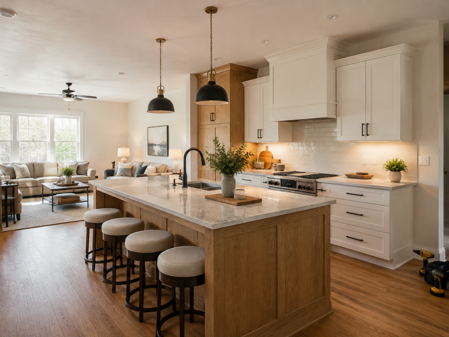 Finished kitchen and living space remodel