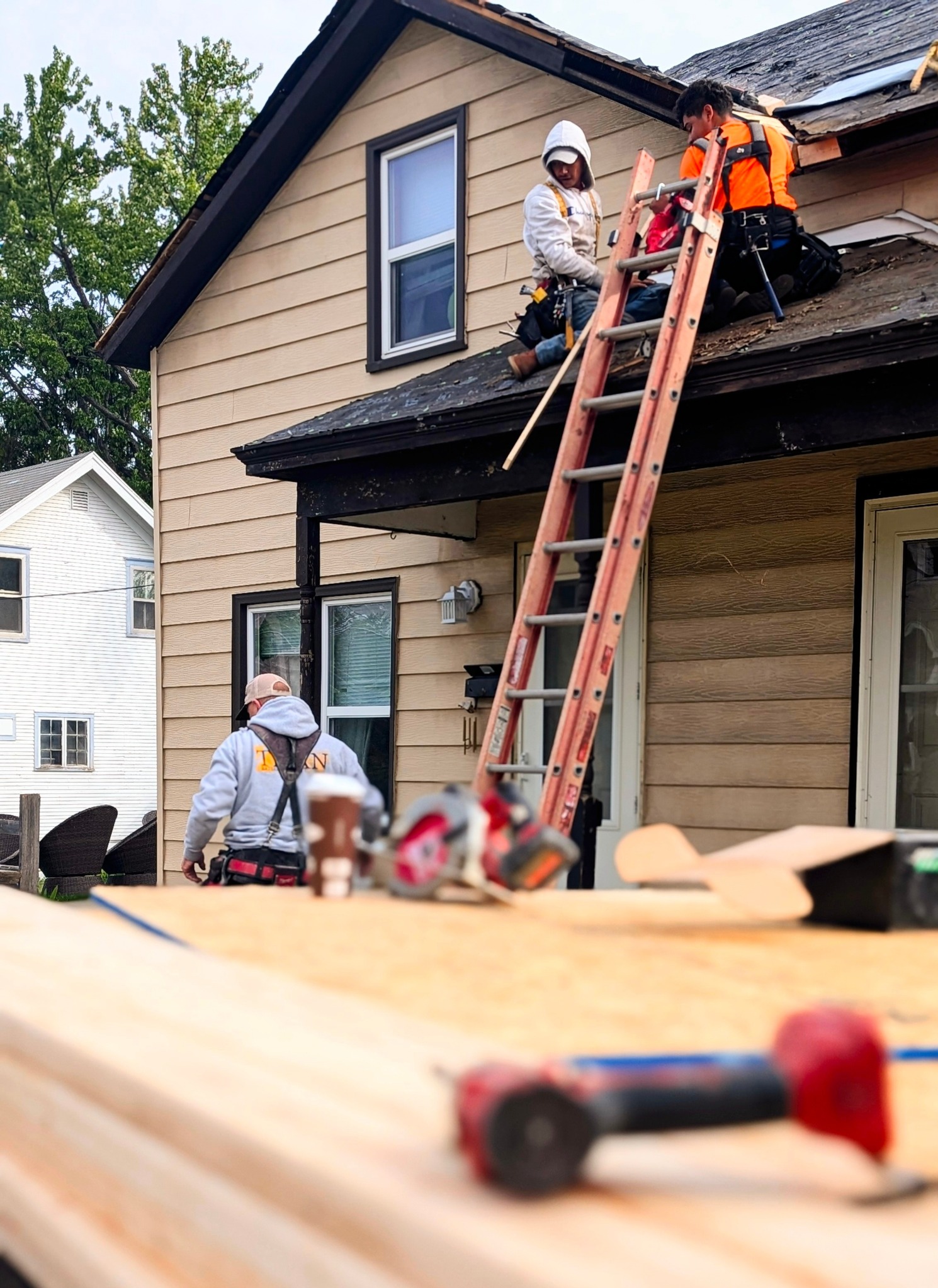 Titan crew working on a residential roof