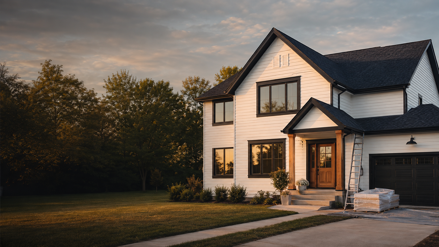 Finished home exterior with updated windows and doors